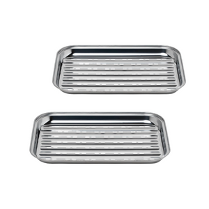 BBQ Grillschalen 2er Set - Edelstahl Grillkorb Grillschale für den Aussenbereich