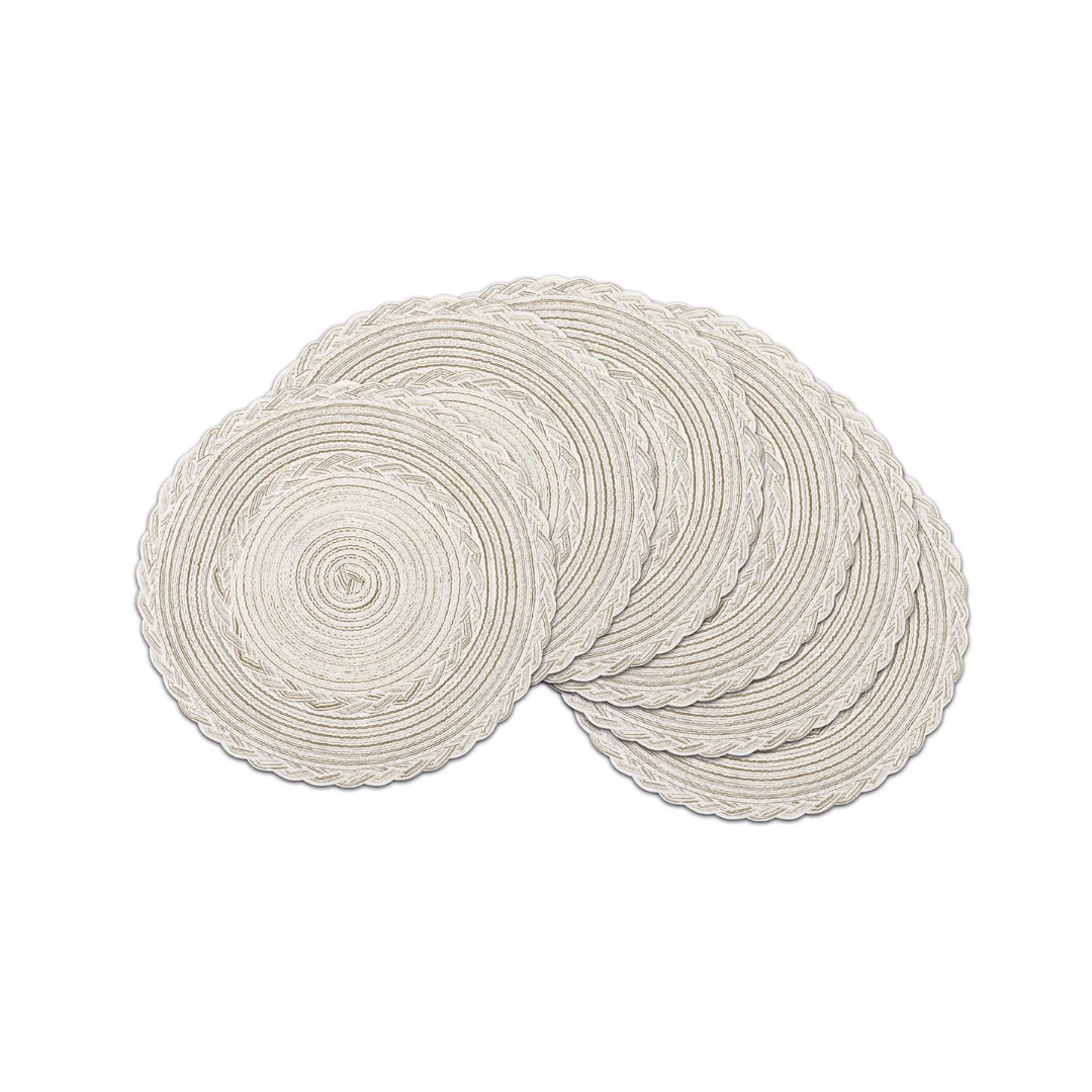 Winknowl Runde Platzsets 6er Set - Rutschfeste Tischsets 37cm Für Esstisch Beige