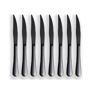 Schwarzes Steakmesser-Set, Kyrtaon Schwarzes gezahntes Messer