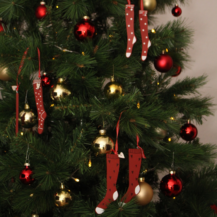 Weihnachtsbaumhänger Set "Socken rot" ca 13 cm lang