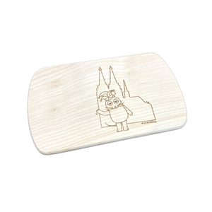 Die Holzwarenfabrik Frühstücksbrett Ahorn mit Motiv "WDR Maus mit Kölner Dom" Gesamtansicht