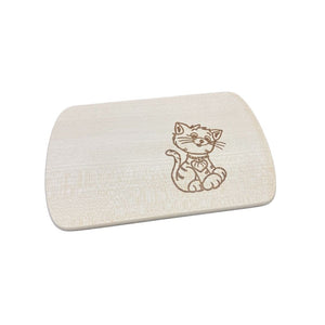 Die Holzwarenfabrik Frühstücksbrett Ahorn mit Motiv "Katze mit Herz" Gesamtansicht