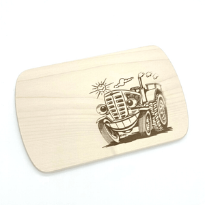 Brettchen mit lustigem Trecker Einbrand (24 cm)