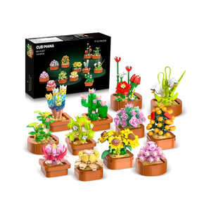 12 Blumen Sukkulenten 3.6MM Mini Bausätze – 1403 Stück Botanisches Set, Büro & Heimdekor, Blumenpflanzen