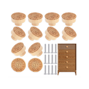 12 Stück Rattan Möbelknöpfe Schrankknöpfe Boho Deko Schränke Möbelknöpfe Holz Kommodenknöpfe