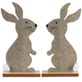 2 Deko Osterhasen aus Filz und Holz 34 cm