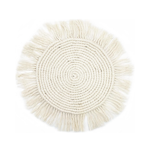 34124 I Makramee Platzset Tischset Tischdecke | Tisch Schrank Kommode Natur ca. 40 cm | Boho Stil Deko Dekoration Hippie