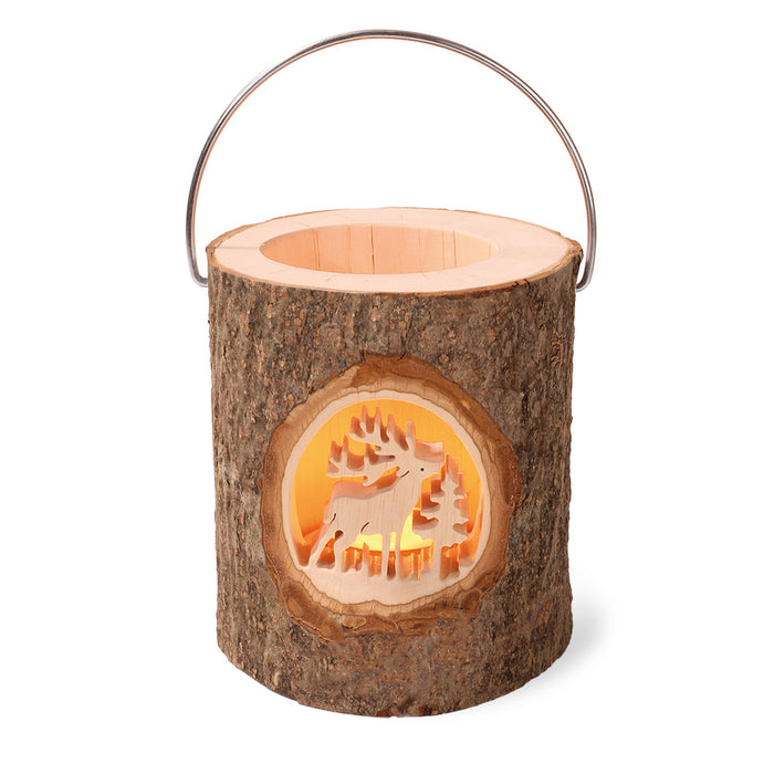 Windlicht, handgefertigt, Motiv "Hirsch"