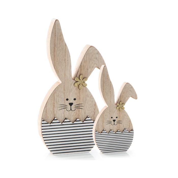 Logbuch-Verlag Osterdeko Set - 2 Osterhasen aus Holz
