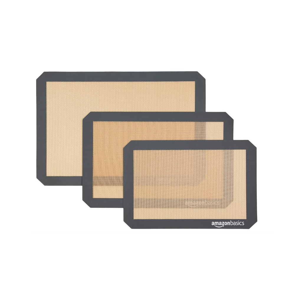 Amazon Basics - Rechteckig Backmatte aus Silikon, 3 stück, Braun / Schwarz