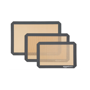 Amazon Basics - Rechteckig Backmatte aus Silikon, 3 stück, Braun / Schwarz