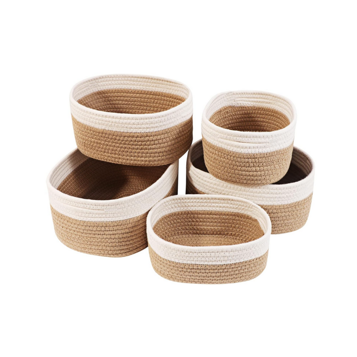 Aufbewahrungskorb 5er Set aus Baumwolle,Körbe Korb Geflochten Körbe Aufbewahrung Storage Basket