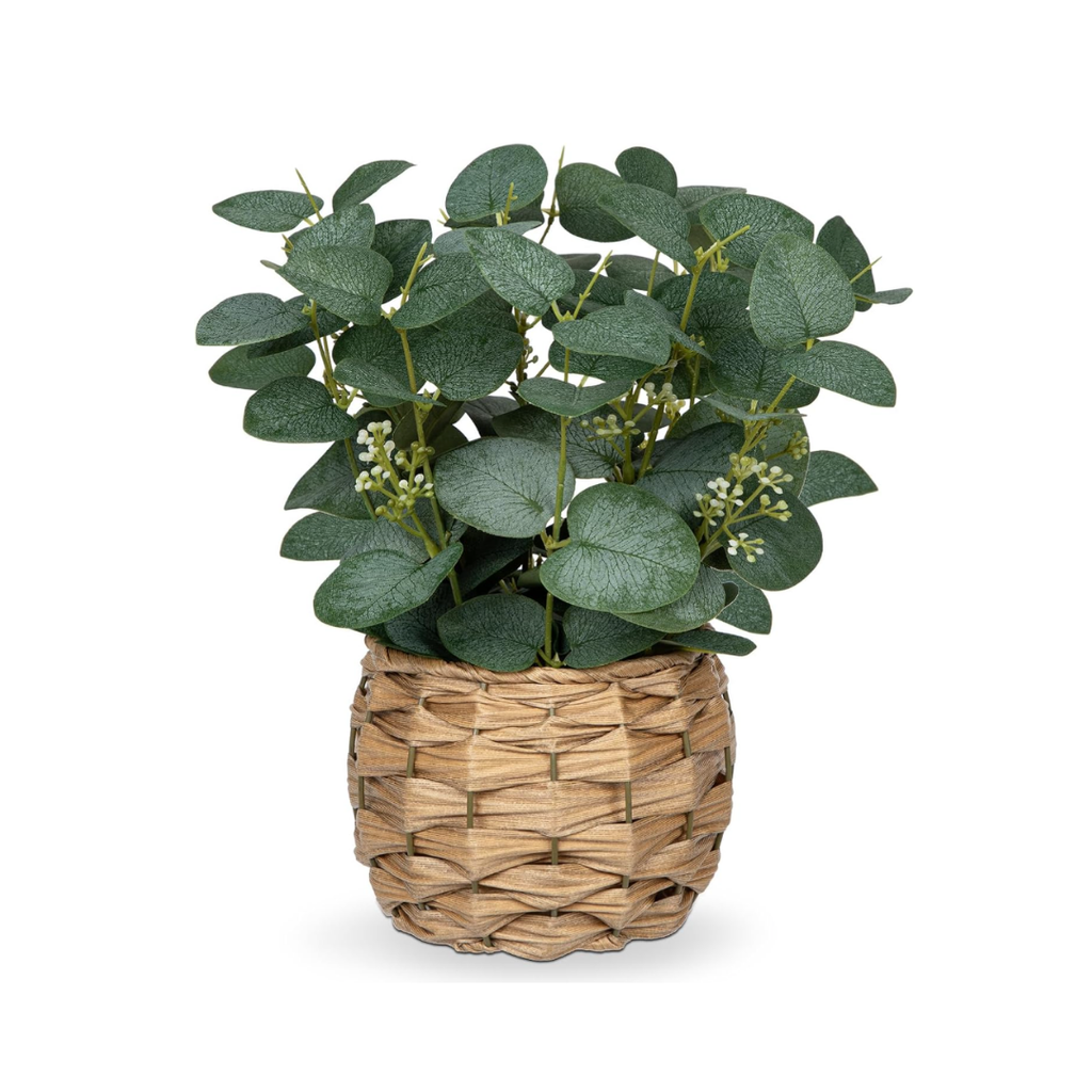 Briful Kunstpflanze Eukalyptus Deko, Künstliche Eukalyptus im Topf Dekopflanze Zimmerpflanzen, Höhe 28 cm