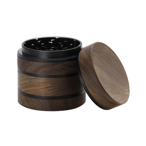DCOU Premium große Holz Gewürzmühle Pollen Sammler mit magnetischen Deckel und Pollenfänger 4 Stück 2,5 Zoll (schwarz)