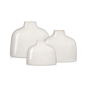 Dekovase 3er Set Keramik Vase Blumenvase Pampasgras Vasen Glänzend Sandfarbe
