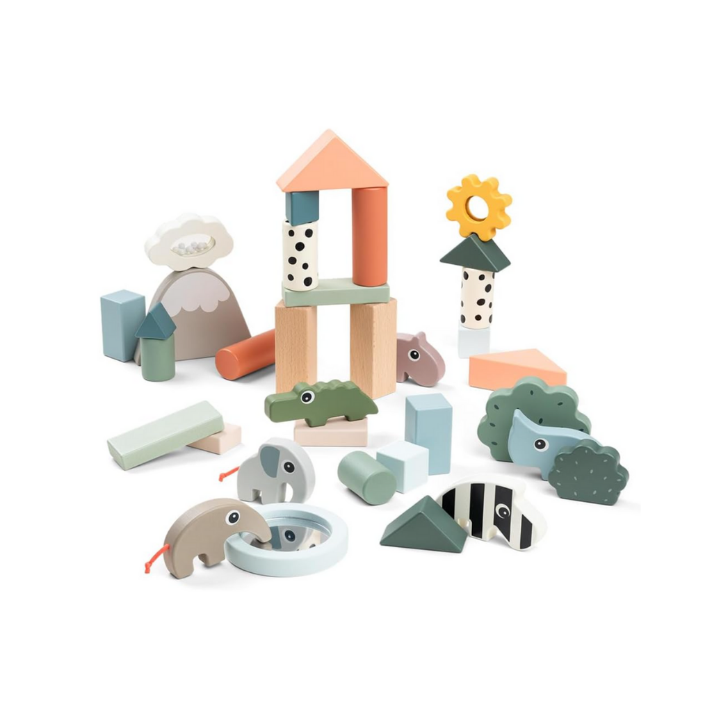 Done by Deer Baustein-Set 34 Stück Deer friends Farbmix - Holz bauklötze bietet Kindern endlose Möglichkeiten und sorgt für ein stundenlanges Spielvergnügen