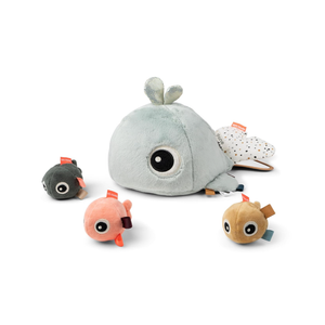 Done by Deer Versteckspiel Wally Blau - lustiges Motorikspielzeug, fördert die Feinmotorik - Montessori Baby Spielzeug ab 6 Monate, EIN perfektes Babygeschenk