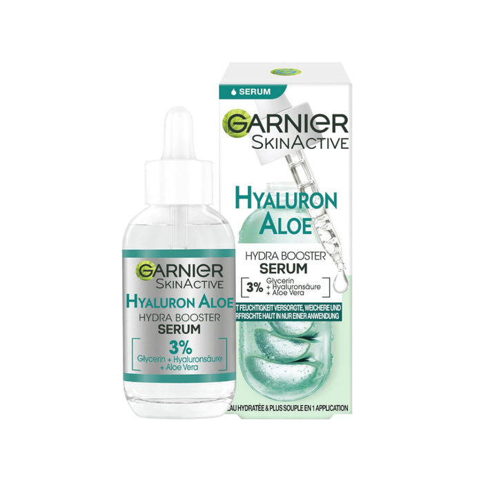 Garnier Feuchtigkeitsspendendes Serum für ein straffes und strahlendes Hautbild, Mit beruhigender Aloe Vera und Hyaluronsäure, Skin Active, 30 ml