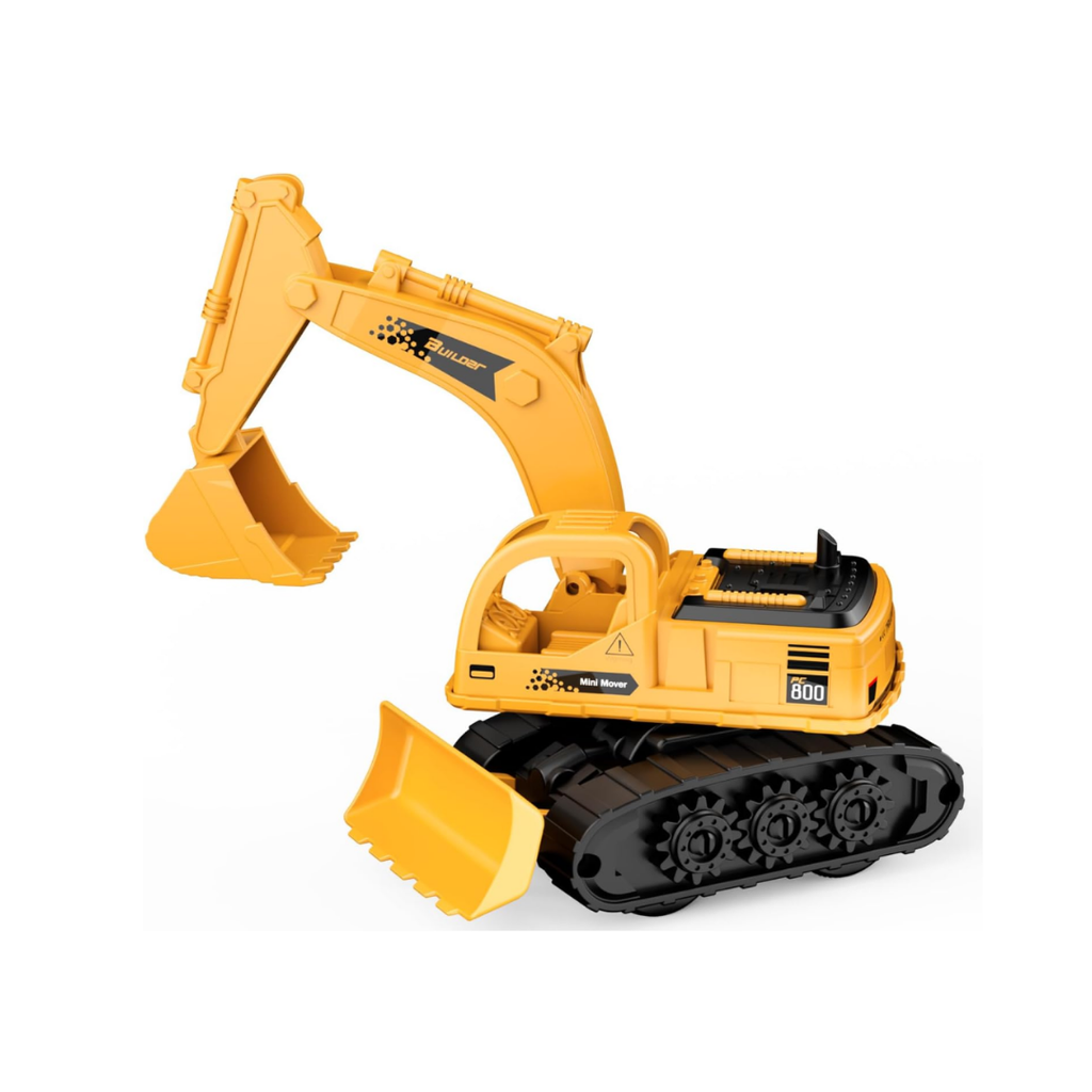 GizmoVine Bagger Spielzeug, Baustellenfahrzeuge Kinder, 2-in-1 Reibungsauto Modell mit Bulldozer