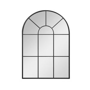 HOMCOM Wandspiegel Fensterspiegel 91 x 60 cm Dekorativ Spiegel mit Metallrahmen Hängespiegel für Wohnzimmer, Schlafzimmer, Schwarz