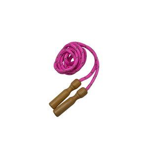 Springseil mit Holzgriffen – 250 cm, pinkes Seil für Kinder