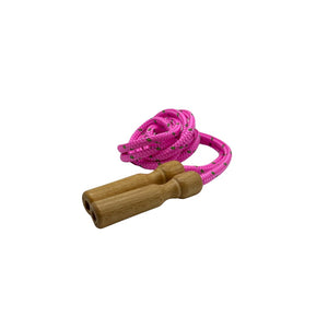 Springseil mit Holzgriffen – 250 cm, pinkes Seil für Kinder