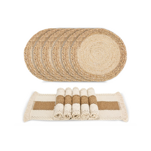 Handgefertigte Boho-Tischsets, 6er-Set, natürliche Baumwolle