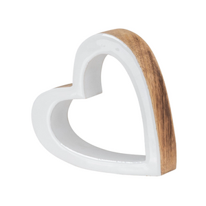 Herz Holz 15x15cm Mango Weiß Natur Braun