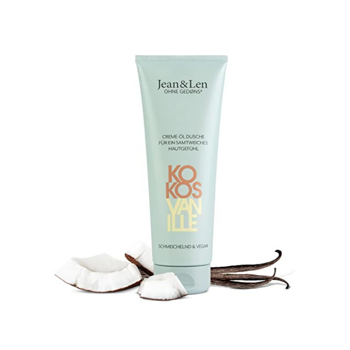 Jean & Len Creme-Öl Dusche Kokos & Vanille, für trockene Haut, reichhaltige Formulierung