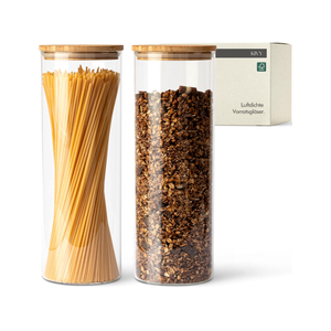 KIVY Vorratsgläser mit Deckel Luftdicht - 2 x 1.8L - Für Spaghetti, Mehl, Müsli Aufbewahrung Glas