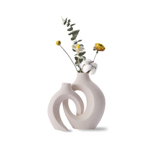 Keramik Vase Matt, 2er Set beige Vase Für Pampasgras, vasen deko