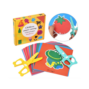 Kinder Papierschnitt Set, 2 Stück Kinder Sicherheit Schere + 48 Blatt Papier