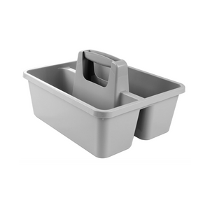 Korb mit Tragegriff - grau - 2 Fächer - für Putzmittel Putzuntensilien Aufbewahrung