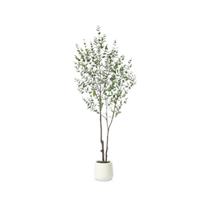 Kunstpflanze Eukalyptus 180cm Künstliche Pflanzen Groß,Plastikpflanzen mit Weiß Topf für Home Decor Zimmerdeko Schlafzimmer Dekoration(1Pack)