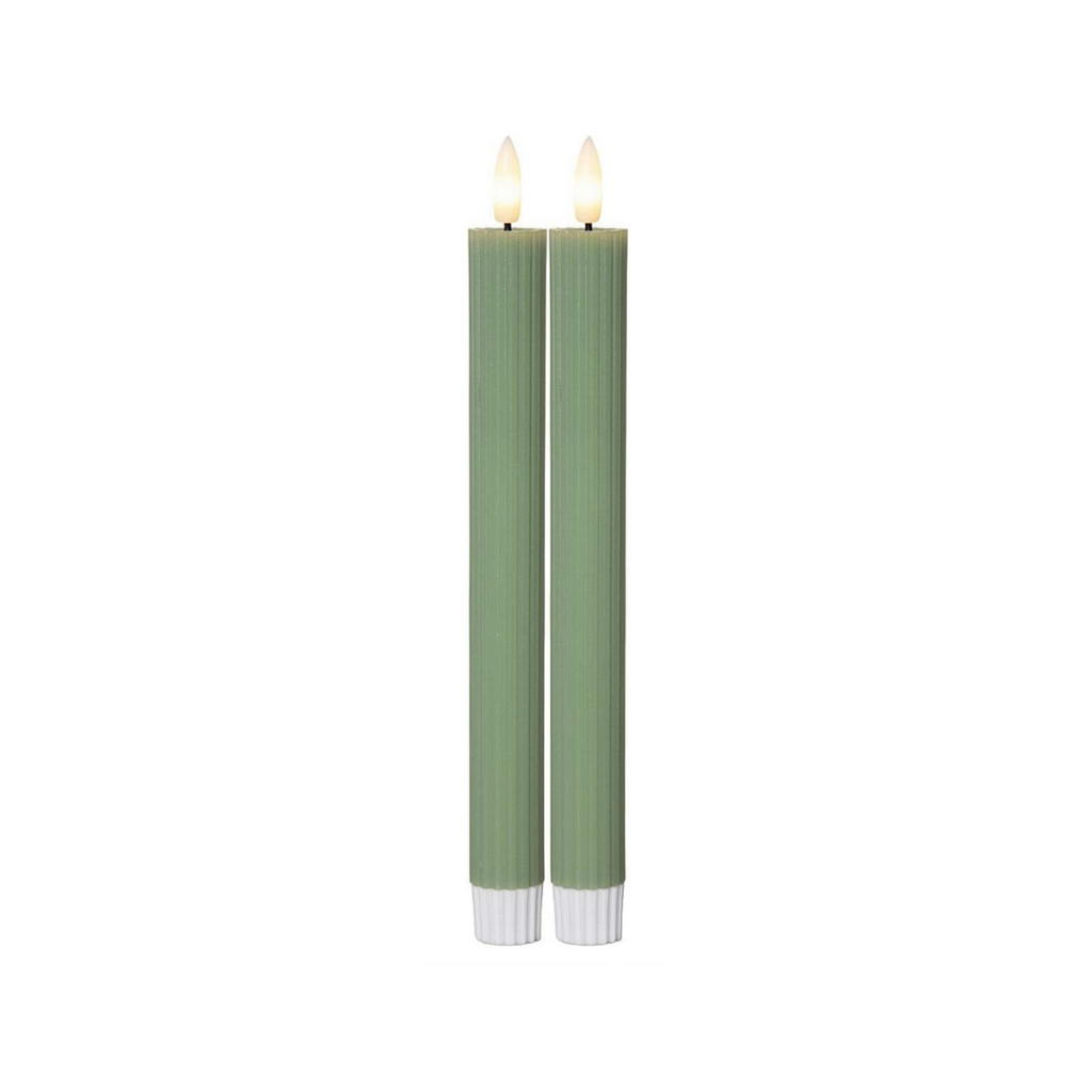 LED Stabkerze Flamme Stripe 2er-Set aus Wachs