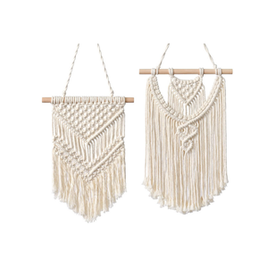 LOMOHOO 2 Stück Makramee-Wandbehang kleine gewebte Wandteppiche Wandkunst Dekoration schön für Boho-Heimdekoration