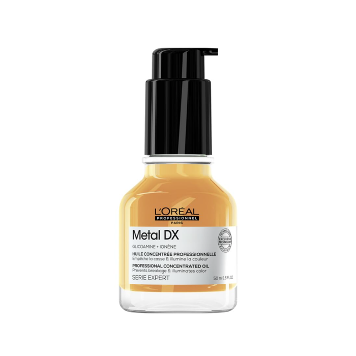 L'Oréal Professionnel Konzentriertes Öl für alle Haartypen, Anti-Frizz Leave-In, Hitzeschutz & seidiger Glanz, Serie Expert, Metal DX Oil, 50 ml