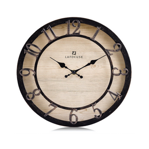 Lafocuse Vintage Wanduhr Lautlos Schwarz, Retro Große Erhöhte 3D-Ziffern, Landhausstil Stille Shabby Chic Antik Deko Ohne Ticken für Wohnzimmer Schlafzimmer Küche 30cm