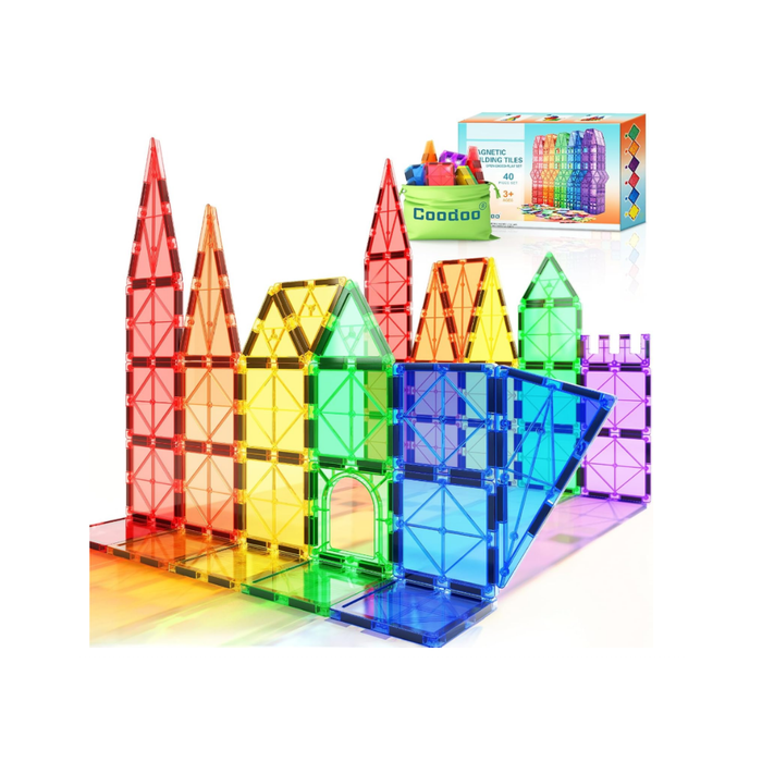 Magnetische Fliesen Kinderspielzeug STEM Magnet Spielzeug für Kleinkind Magnetische Blöcke Bauspielzeug Vorschule Lernen Sensorische Montessori Spielzeug für 3+ Jahre alte Jungen und Mädchen