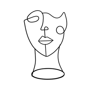 Moderne Deko-Figur: Single-Line-Face-Art | Schwarze Deko Statue im minimalistischen Design