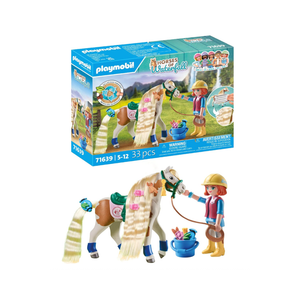 PLAYMOBIL Horses of Waterfall 71639 Ellie & Pferd mit Kreppeisen, inklusive Haarschmuck für kreative Pferdefrisuren und Zwei echten Silikon-Armbändern