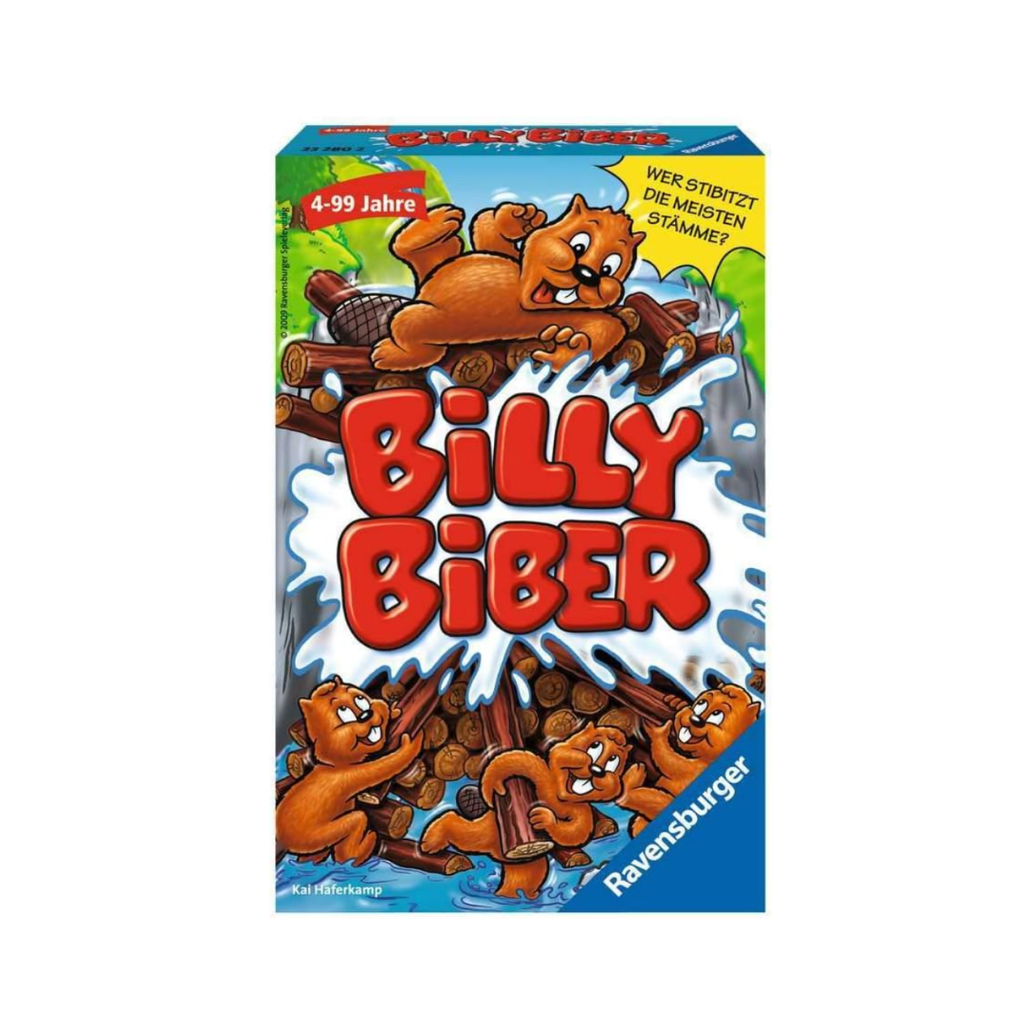 Ravensburger 23280 - Billy Biber, Mitbringspiel für 1-4 Spieler, Kinderspiel ab 4 Jahren, kompaktes Format, Reisespiel