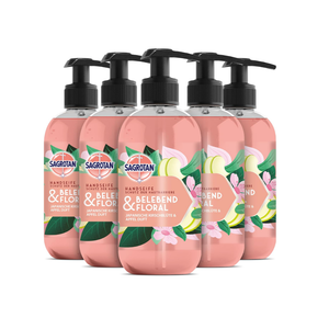 Sagrotan Hygieneseife Belebend und Floral – Feuchtigkeitsspendende Flüssigseife mit floralem Duf – 5 x 300 ml Handseife