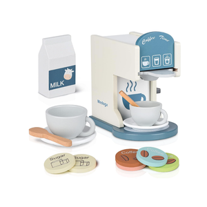 Spielen Sie Küche Zubehör Kinder hölzerne Kaffeemaschine Spielzeug Espressomaschine Kleinkind Spielzeug Küche Sets für Mädchen und Jungen (weiß)