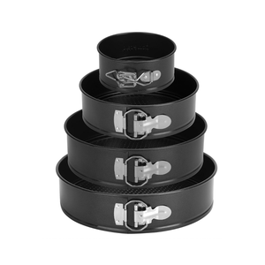 Springform, Set mit 4 Stück, Ø11/18/23/26cm, Backform, Profi-Kuchenform, rund, und Backutensilien, abnehmbarer Boden, antihaftbeschichtet, leakfest, verstellbar, Pizza und Quiches, Karbonstahl