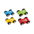 TOWO Holzauto-Rampen-Rennbahn-Spielzeug - Kleinkinder-Spielset - Ersatzautos 4er Pack - passendes klick-Klack-Schienenfahrzeug-Set für Kleinkinder