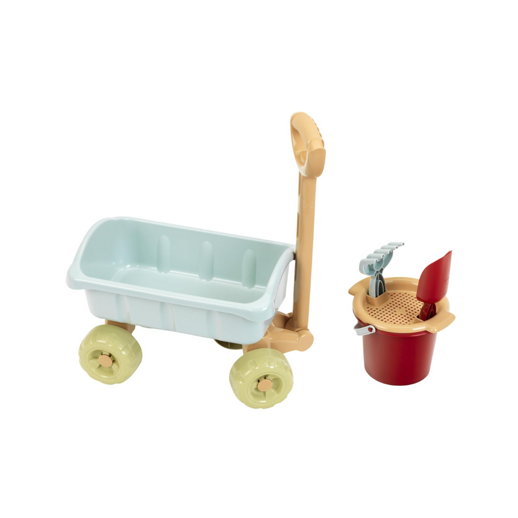 Theo Klein 7687 Bollerwagen mit Eimer-Set I Robuster Bollerwagen I Inkl. Sandkasten-Spielsachen