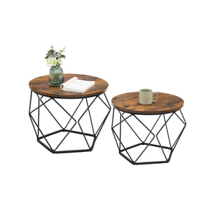 VASAGLE Couchtisch rund, 2er Set