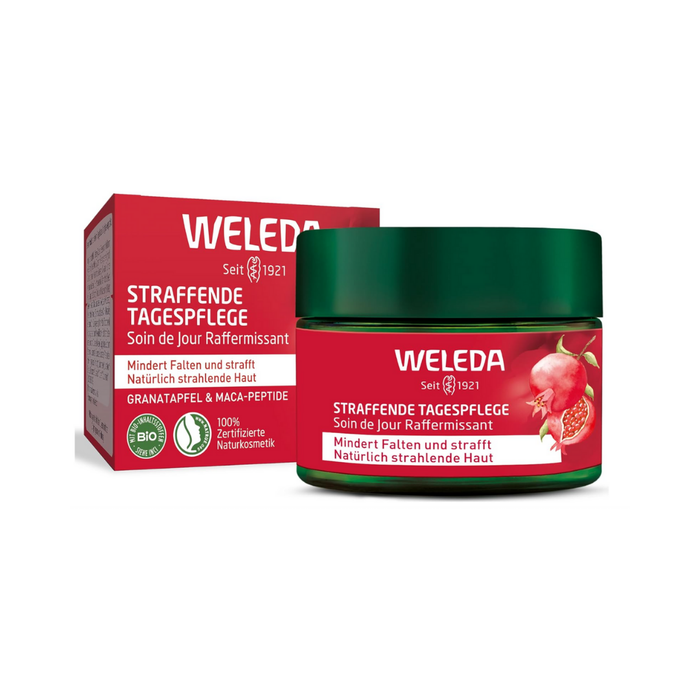 WELEDA Bio Straffende Tagespflege - Naturkosmetik Natural Anti Aging Gesichtscreme mit Granatapfelsamenöl & Maca-Peptiden. Feuchtigkeitscreme mindert Falten & erhöht Elastizität / Spannkraft (1x 40ml)