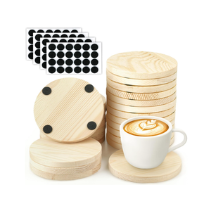 Winter Shore 100 mm Untersetzer Holz Unbehandelt [24er-Pack] - Blanko Natur-Holz Untersetzer Rund für Getränke